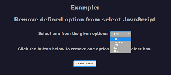 Remove options from select list in JavaScript