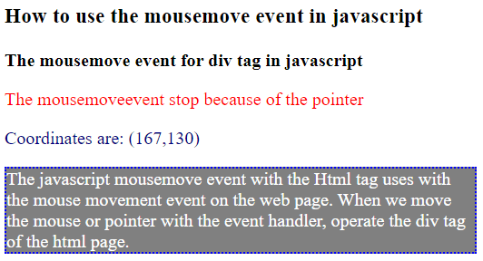 The mousemove Event in JavaScript
