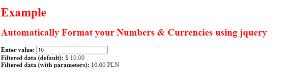 Automatically Format your Numbers & Currencies using jquery