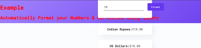 Automatically Format your Numbers & Currencies using jquery