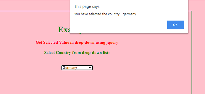 Get Selected Value in Drop-down in jQuery