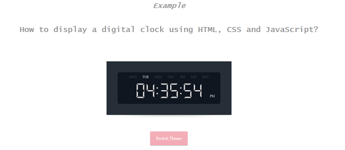 How to display a digital clock using HTML, CSS, and JavaScript?
