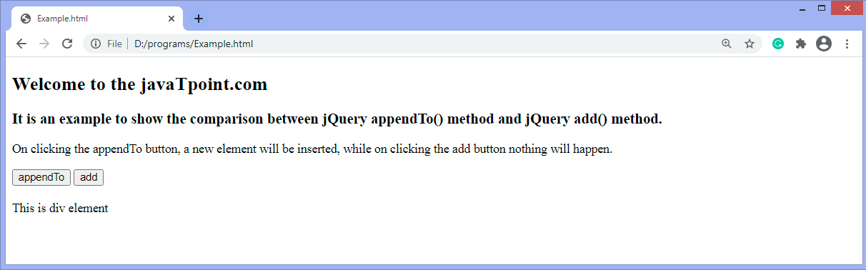 JQuery add() method