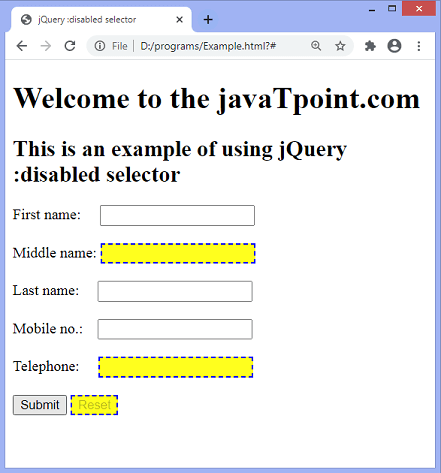 jQuery :disabled selector