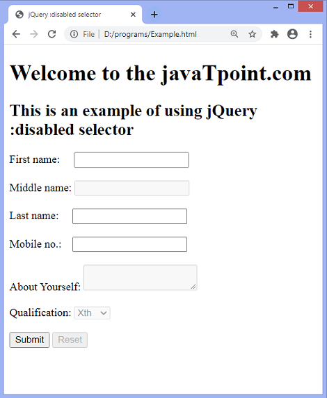 jQuery :disabled selector