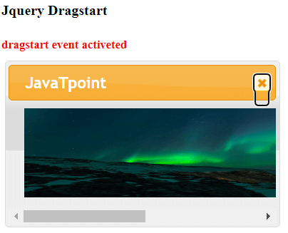 Jquery dragStart Event