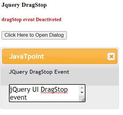 Jquery dragStop event