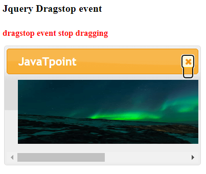 Jquery dragStop event
