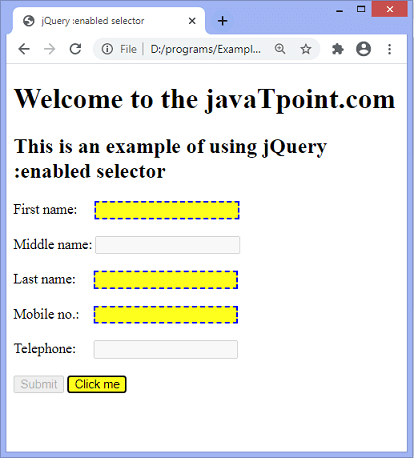 jquery :enabled selector