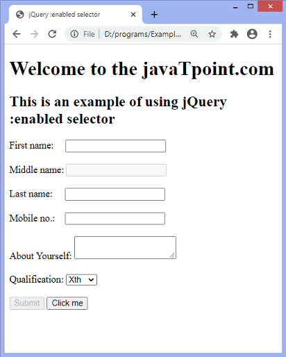 jquery :enabled selector