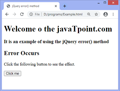 jQuery error() method