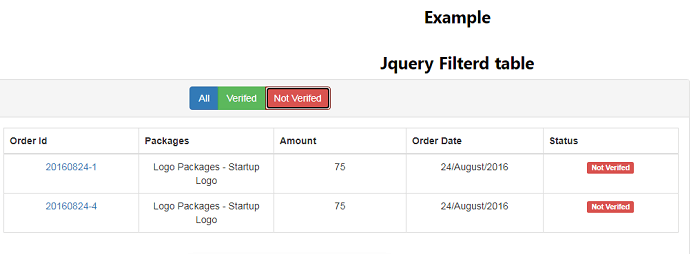 jQuery Filter Table