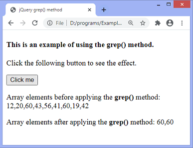 jQuery grep() method