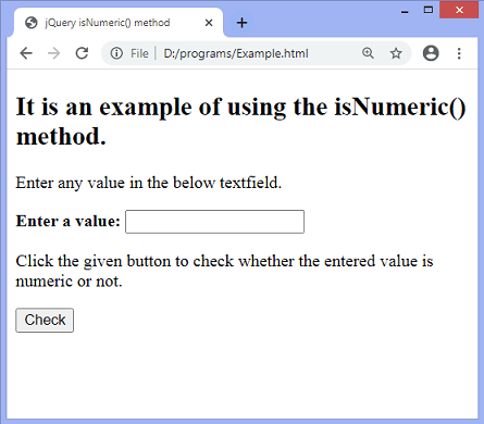 jQuery isNumeric() method