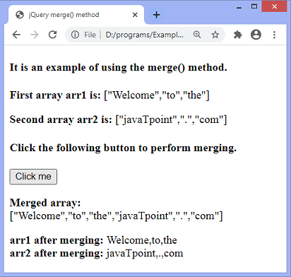 jQuery merge() method