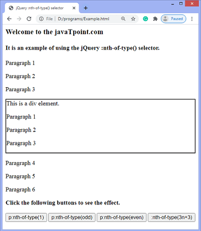 jQuery :nth-of-type() selector