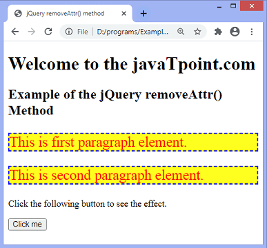jQuery removeAttr() method