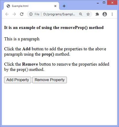 jQuery removeProp() method