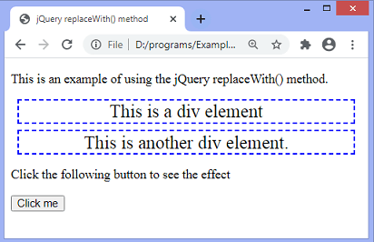 jQuery replaceWith() method