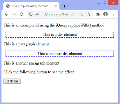 jQuery replaceWith() method