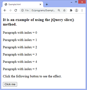 jQuery slice() method