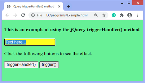 jQuery triggerHandler() method