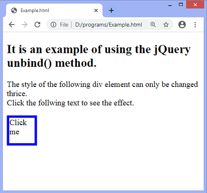 jQuery unbind() method