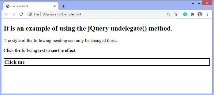 jQuery undelegate() method