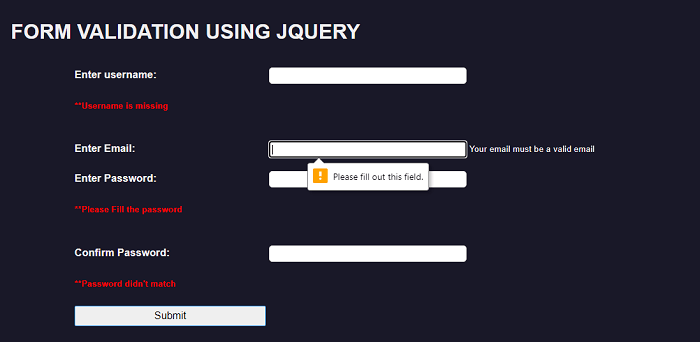 JQuery Validation