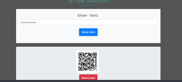 QR Code Generator using HTML, CSS, and jQuery