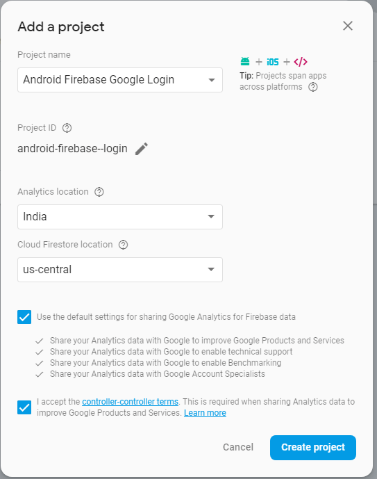 Android Firebase Authentication - Google Login