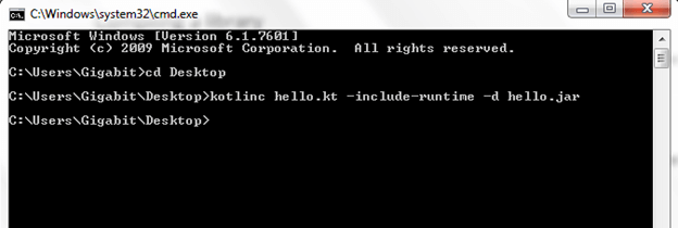 Kotlin Hello World Program in Command line 1