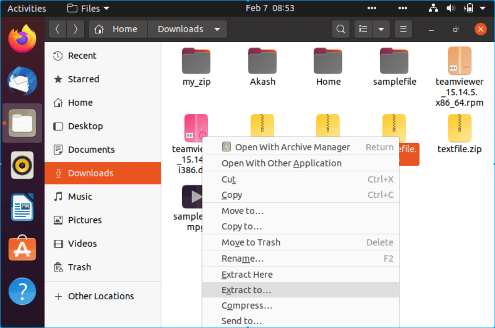 How to unzip files in Linux