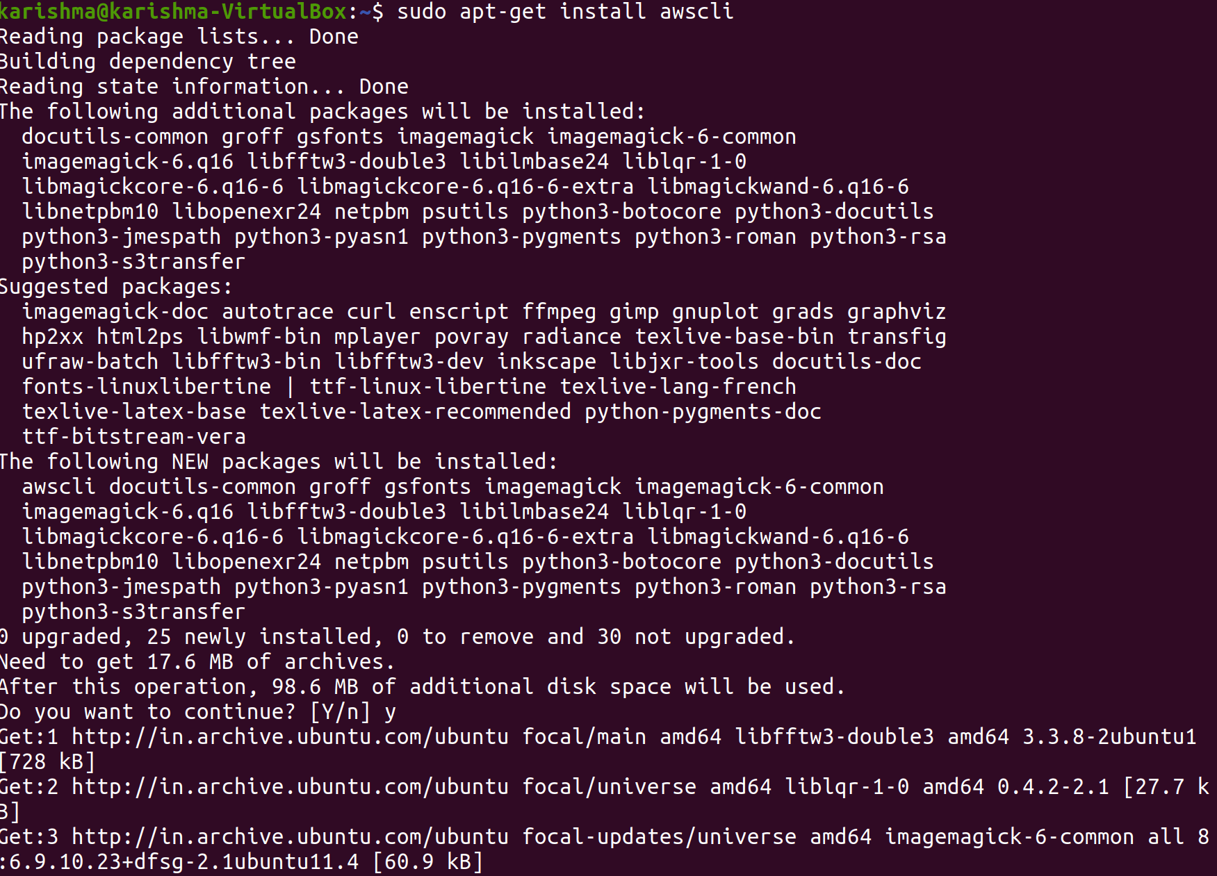 Install AWS CLI Ubuntu