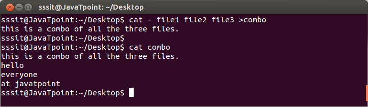 Linux cat concatenate2