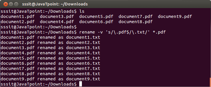 Linux file rename -v