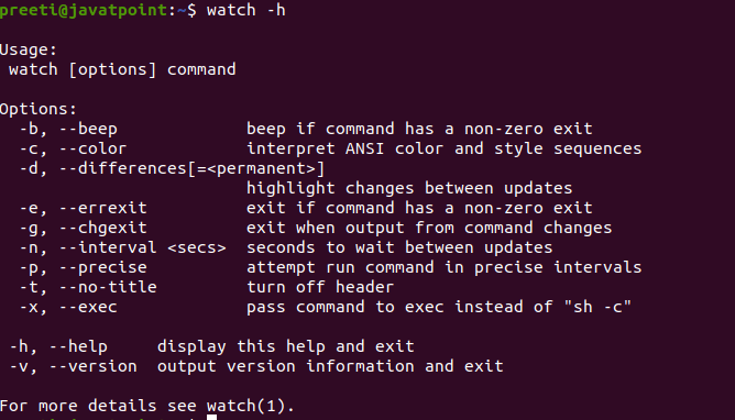 Linux Watch Command