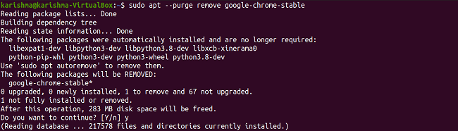Uninstall Chrome Ubuntu