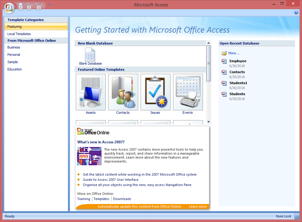 Launch the Microsoft Access