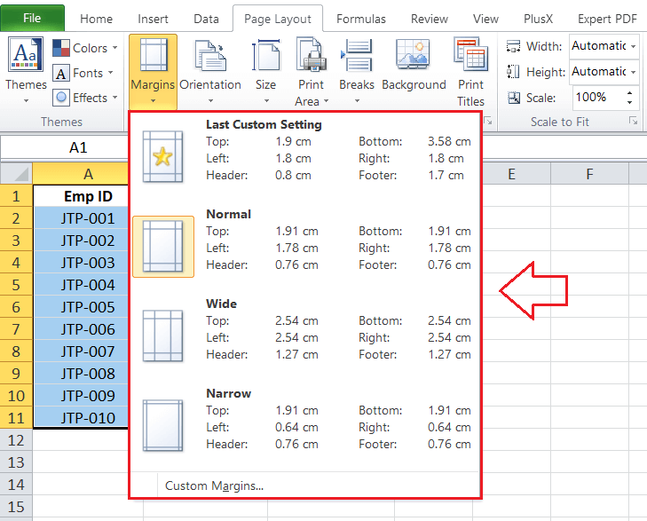 adjust-margins-in-excel-javatpoint