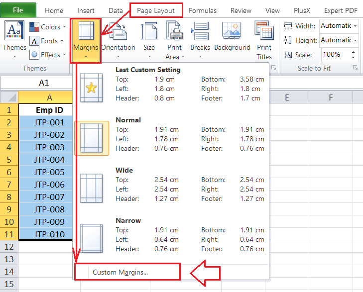 adjust-margins-in-excel-javatpoint