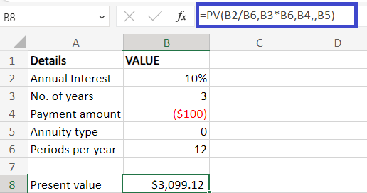 Annuity Function in Excel