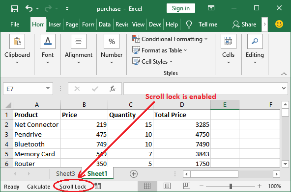Arrow key is not working in Excel