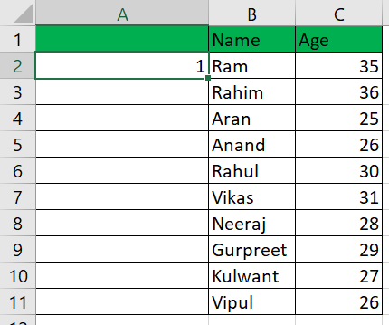 Automatic Numbering in Excel