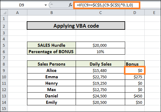 Bonus Calculation Formula in Excel