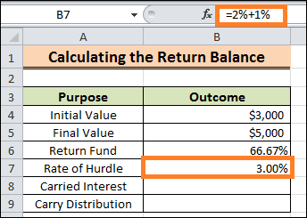 Carried Interest Calculation in Excel