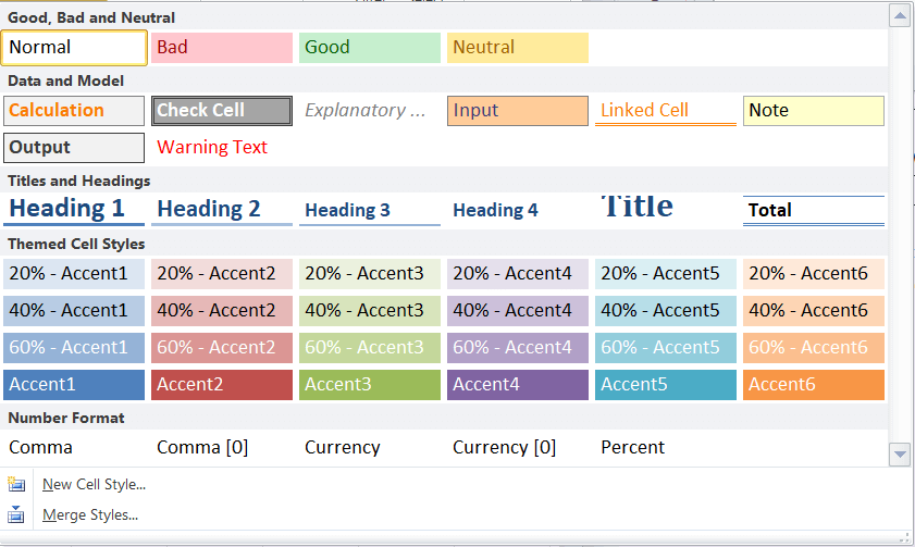 Cell Styles in Excel