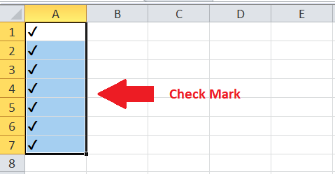 Check Mark in Excel