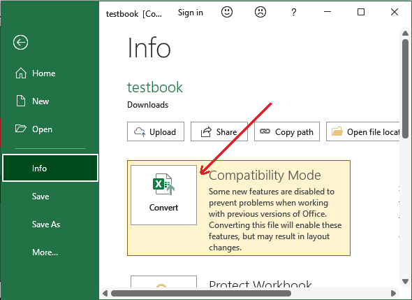 Compatibility mode in Excel - javatpoint