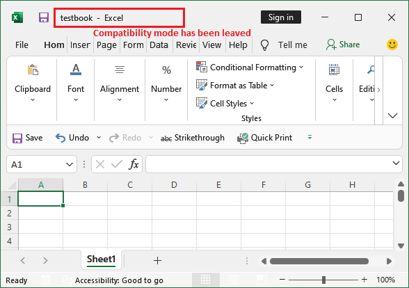 Compatibility mode in Excel